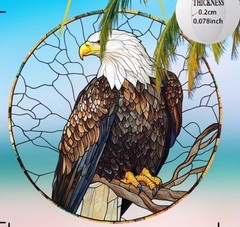 SET OF 2 -2D Flat Acrylic American Eagle Hanging 7.8″ Round with Hangers