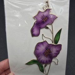 Capriz Shell Flower Designer Suncatcher Hand painted NEW Dimensions