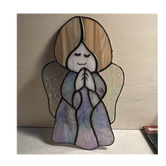 Stained Glass Angel Suncatcher Hanging Window Decor, Multicolor 11 in