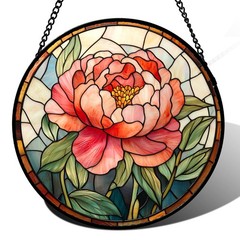Pink Peony Floral Suncatcher for Home Decor – Perfect Gift for Women 9.8 in