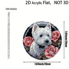 West Highland White Terrier with Roses Acrylic Suncatcher Dog Lover Decoration
