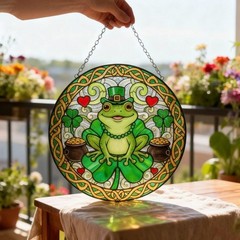 St. Patrick’s Day Glass Suncatcher Irish Shamrock Window Decor