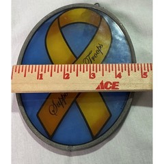 Glassmasters Support Our Troops Ribbon Stained Glass Suncatcher USA Patriotic