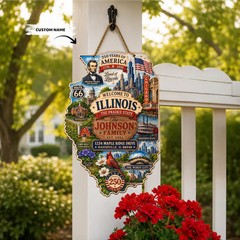 Personalized Illinois USA 250th Wall Sign with Rope