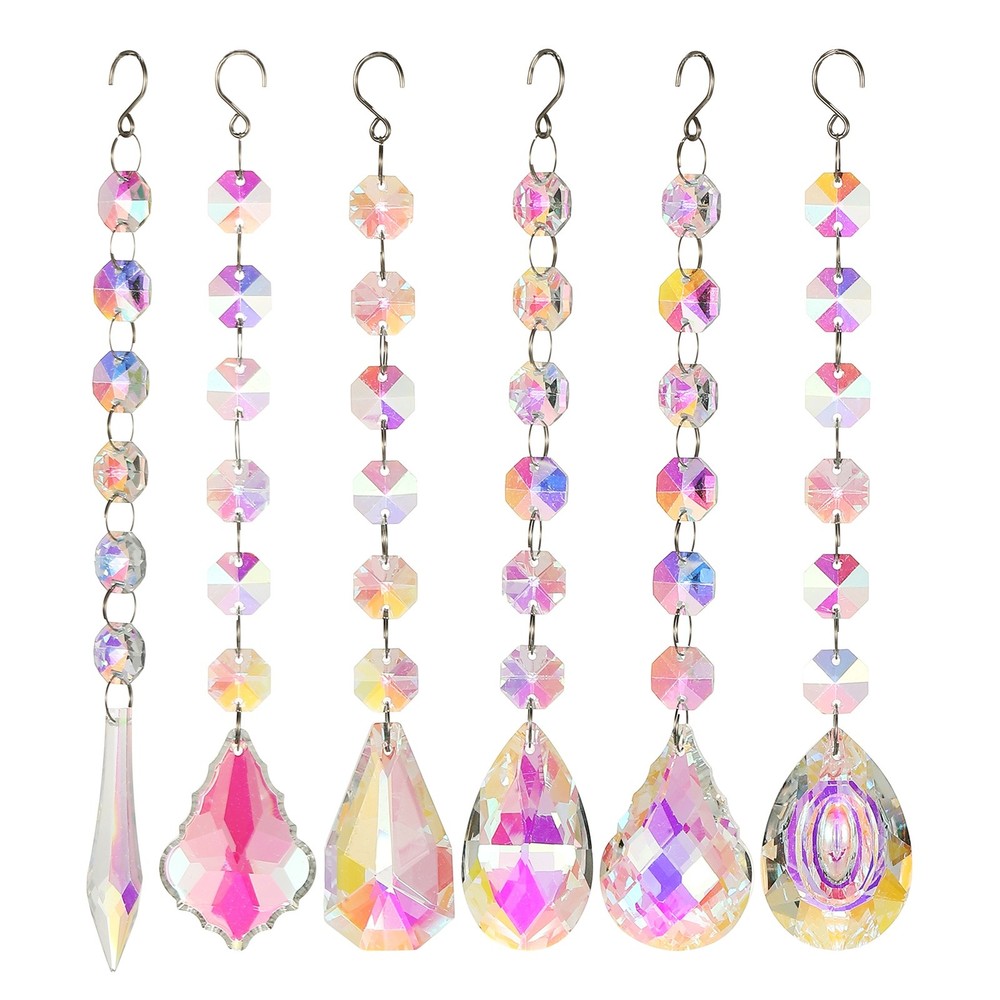 6Pcs Crystal Suncatcher DIY Sun Catchers for Wedding Garden Decor Multicolor