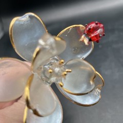Handmade Glass Flower With Ladybug Sun Catcher / Ornament