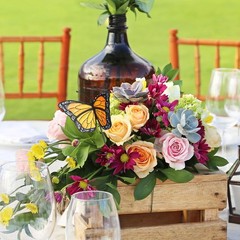Colorful Stained Glass Butterfly Suncatcher for Indoor Outdoor Plant Pots