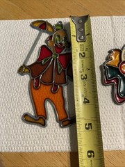 Pair Stained Glass Suncatcher Window Hanging Clowns Multi Colored