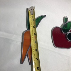 Vtg Handmade Stained Glass Sun Catchers Apple & Carrots Garden Home Window Decor