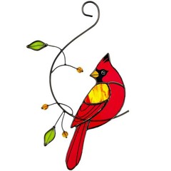 Stained Glass Sun Catcher Handmade Red Bird Window Decor for Mother’s Day