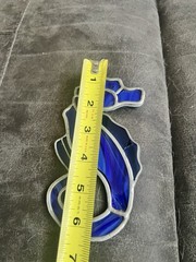 VTG Sea Horse Blue Suncatcher Stained Glass Ornament 6.5 Inch