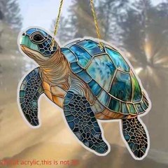 Stained Glass LOOK Acrylic Sea Ocean Turtle Suncatcher SALE HELPS DOGS & CATS!