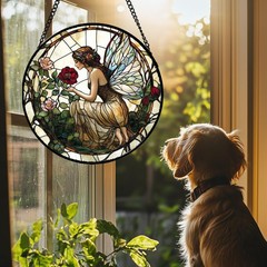 Stained Glass Butterfly Flower Suncatcher for Home Decor & Garden Gifts