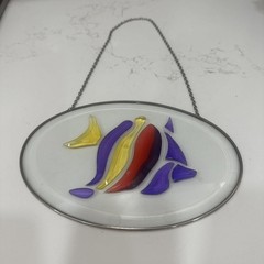 Colorful Glass Fish Suncatcher 9” X 6”