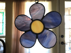 5” Purple Flower Stained Glass Handcrafted Handmade Suncatcher