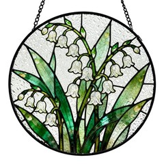 Lily of the Valley Stained Glass Suncatcher Floral Window Wall Art Decor