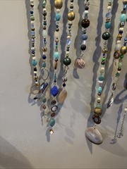 Large beaded driftwood wall hanging suncatcher beachy lake ocean handcrafted 57”