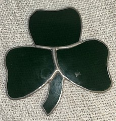 Stained Glass Green Sun Catcher Shamrock 3 Leaf Clover St Patrick 4.75” X 4.5”
