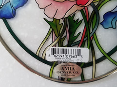 Amia Oval Hand Painted Floral Stained Glass Window Suncatcher 9″ x 6 1/2″