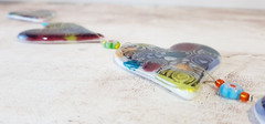 Abstract Hand-Painted Hearts Quartet Fused Glass, Gift for Valentine’s Day