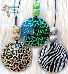 Animal print glitter resin car charm, rearview mirror suncatcher