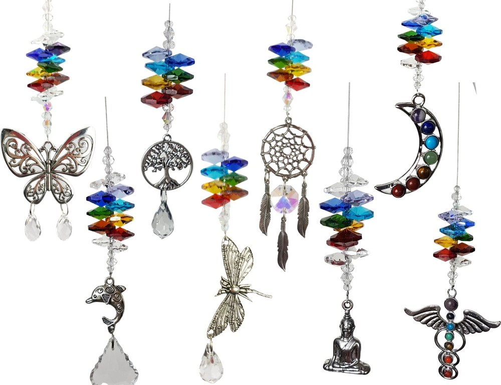 Mixed Chakra Suncatchers, wholesale crystal suncatcher gifts. Made in Australia