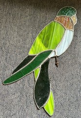 Vintage Stained Glass Parrot Green Needs Work! Read Description