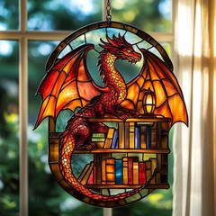 Acrylic Dragon Suncatcher – Stained Glass Window Ornament for Home & Garden