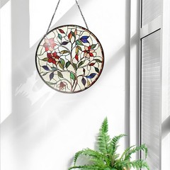 Flower Stained Glass Suncatcher Leaves Design for Indoor Window Decoration