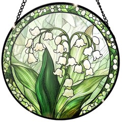 Handmade Stained Glass Sun Catcher – 7.87″ Green Plant Window Decor