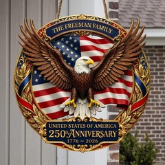 Custom Patriotic USA Home Decor Wooden Sign with Rope