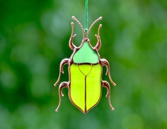 Stained Glass Beetle Handmade Suncatcher Window Hanging Ornament