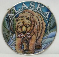 Amia Alaska Grizzly Hand-Painted Glass Suncatcher, 4-1/2″ 7573