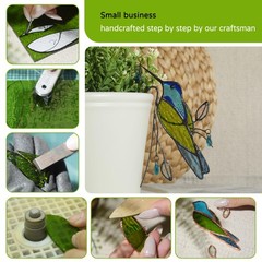 Stained Glass Hummingbird Suncatcher for Planter Decoration – Colorful Gift Idea