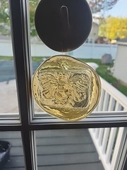 Blenko Style Pressed Glass Suncatcher- Yellow Bumble Bee