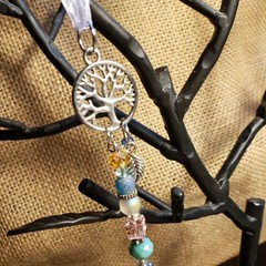 Tree Of Life Suncatcher, Butterfly charm, multi color glass beads, peace