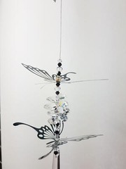 Butterfly crystal suncatcher gift, black & clear prisms Handmade in Australia