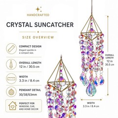 Crystal Suncatchers for Window – Handmade Glass Wind Chime, Rainbow Maker Decor