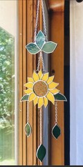 Stained Glass Sunflower Windchime Suncatcher Sunflowers Wind chime Sun Catcher