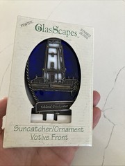 vintage, handcrafted pewter and blue stained glass suncatcher/ashland Breakwater