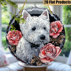 West Highland White Terrier with Roses Acrylic Suncatcher Dog Lover Decoration