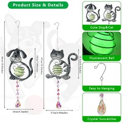 SATHGA Cat＆Dog Garden Suncatcher,2 Pack Suncatchers with Crystal,Metal Sun Ca…