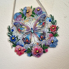 Butterfly Floral Hanging Suncatcher, Multicolor, Plastic Chain