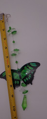 Green and Clear Crystal Accent Translucent Butterfly Prism Suncatcher