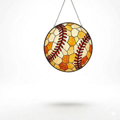 Baseball Stained Glass Suncatcher, Baseball Dad Mom Home Decor Panel