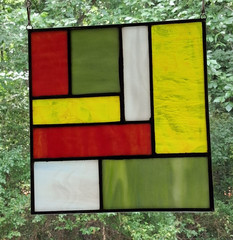 Real Stained Glass TECHNO GLOW Suncatcher, Ready to Hang, Not Plastic, 8 X 9″