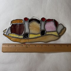 VINTAGE Set of 3 Stained Glass Suncatchers Ice Cream Cone Float Banana Split (2)