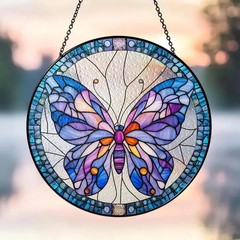 Butterfly Faux Stained Glass Suncatcher Glass Window Hanging Art Home Decor Gift