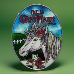 Old Gray Mare Brand M Art Hand Painted Sun Catcher Oval Med Horse Floral Grandma