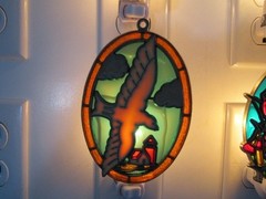 VTG LOT OF 6 BEAUTIFUL ASSTD-STAINED GLASS STYLE NIGHT LITE LIGHTS /SUNCATCHERS